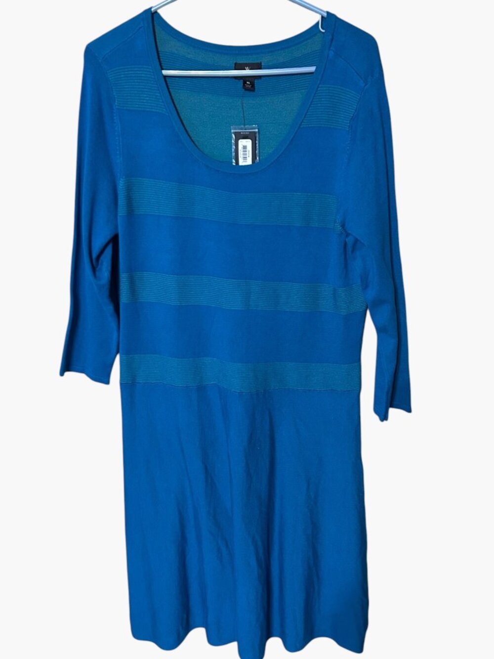 NWT Worthington Women’s XL Teal Blue Drop Waist Sweater Dress 3/4 Sleeve Retail